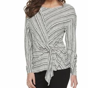 NWT Jennifer Lopez Wrap Belt Sash Tie Long Sleeves Top
